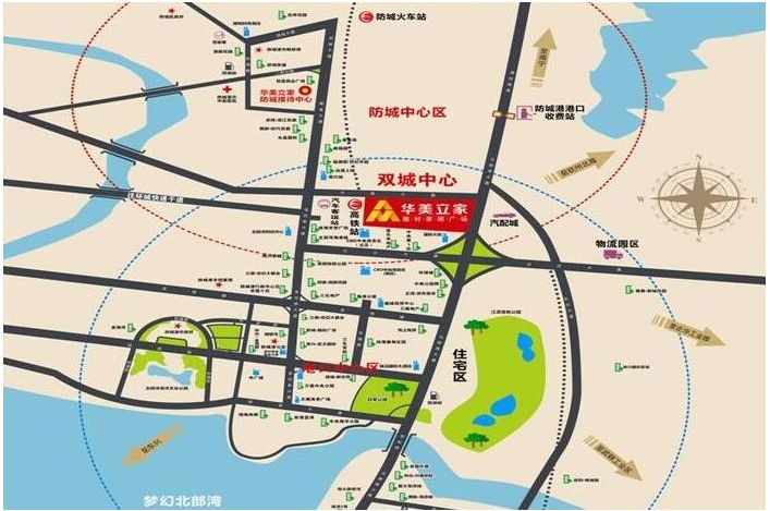 广西防城港华美立家区位图